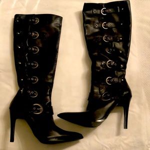 Harley-Davidson leather buckled knee high boots